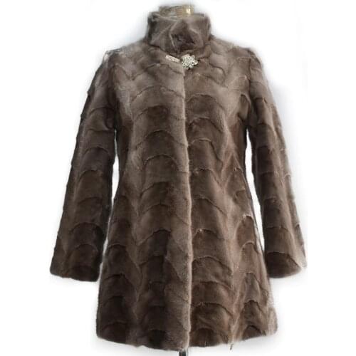 2020 new real mink fur coat jacket collar high quality fashion solid women natural fur coat thick warm street style