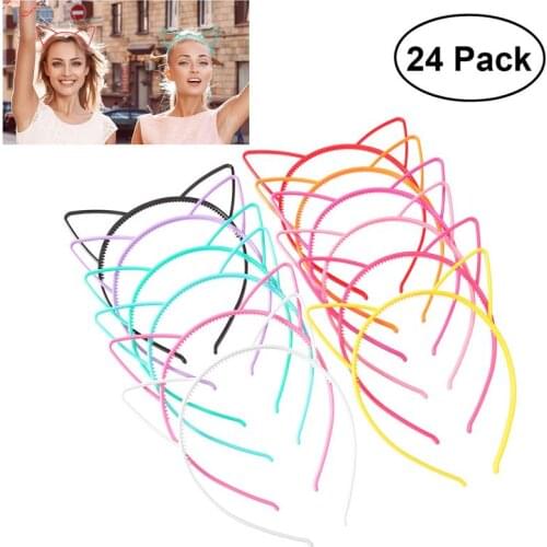24pcs Cat Ears Headband Hair Hoop For Kids Baby Birthday Party Head Band Hairbands Hair Accessories