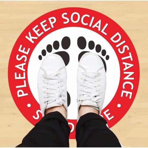 Public Area Non-Slip Social Distancing Floor Sticker Waterproof Self Adhesive Safety Floor Sign Sticker For Crowd Control Guidan