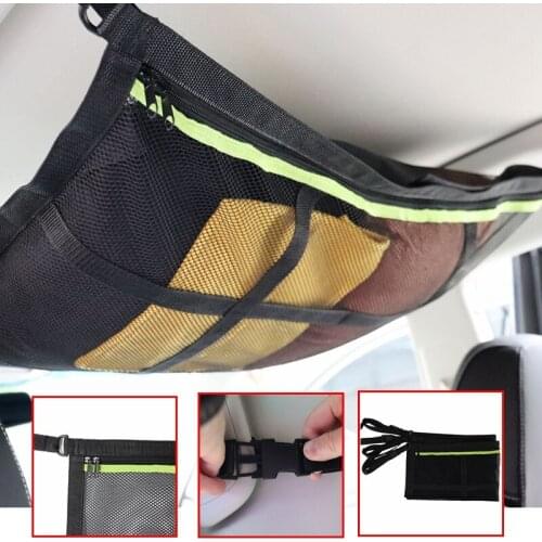 NEW Car Ceiling Storage Net Pocket Auto Roof Storage Bag Breathable Car Interior Stowing Tidying Cargo Mesh Bag