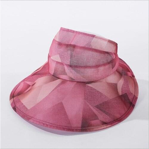 2020 Women Wide Large Brim Floppy Summer Beach Empty Top Hat Sun Hat Button Cap Summer Hats For Women Anti-uv Visor Cap Female