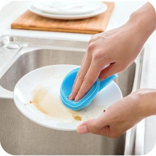 Silicone Dish Washing Kitchen Accessories Brush Bowl Pot Pan Wash Cleaning Brushes Tool convenient Cleaner Sponges Scouring