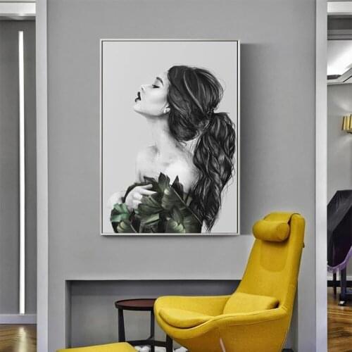 Nordic Hand-painted Figures wall art Canvas Prints Posters Wall art Pictures for Living Room Fashion Girl Art Home Decor