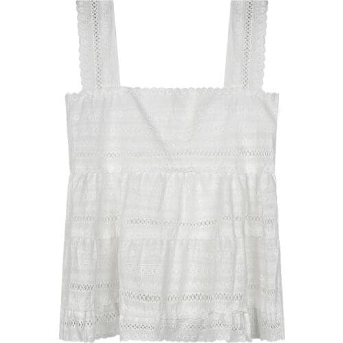 PERHAPS U White Lace Square Neck Sleeveless Sarafan Tank Backless Tops Sexy Women Female Solid B0130