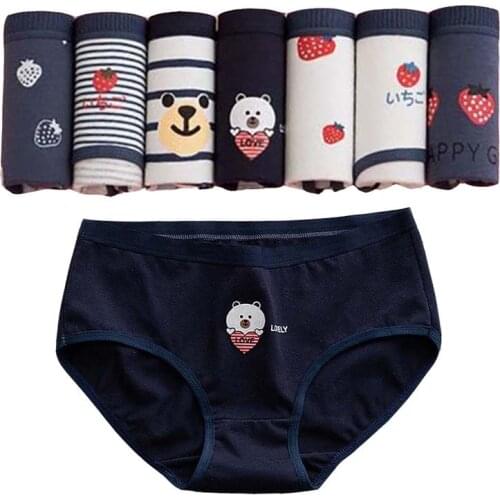 7Pcs/Set Underwear Cotton Womens Pantys Sexy Panties Print Woman Briefs Ladies Underpants Fashion Girls Lingeries Breathable