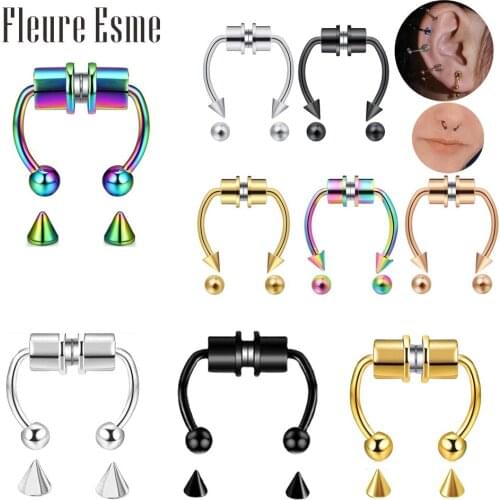 U Shaped Fake Nose Ring Hip Hoop Septum Rock Stainless Steel Magnet Nose Piercing Punk Piercing Body Jewelry Accessories