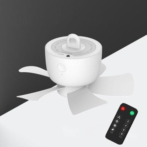 8000mAh USB Rechargeable Remote Control Timing 4 Gears Ceiling Fan Cooling Hanging Fan for Tent Bed Camping Outdoor Home