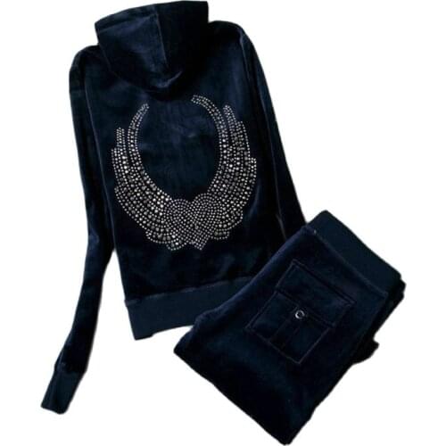 Spring / Fall Womens Brand fabric Tracksuits Velour suit women Track suit Hoodies and Pants carbon gray 3XL