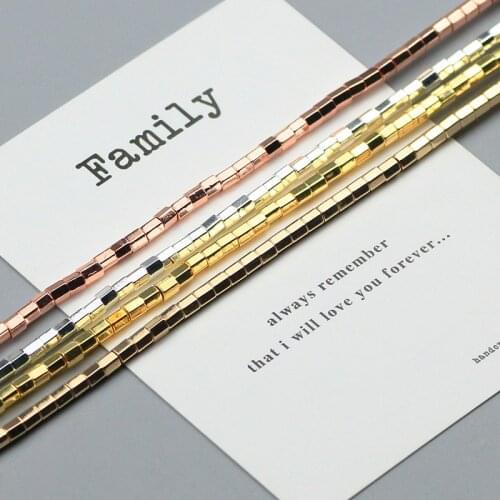 WLYeeS Hexagon Geometry Cylindrical Hematite beads 3*3mm 120Pcs Natural Stone Loose Spacer Bead for DIY Jewelry Bracelet Making