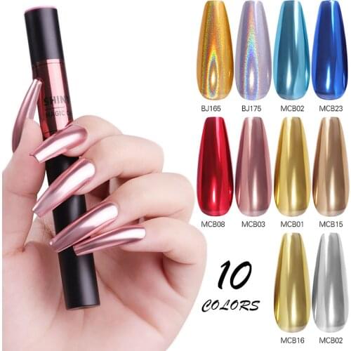 Mirror Color Nail Polish Pen Solid Air Cushion Powder Beginner Smooth Metallic Nail Art Powder Pen ChromeStick Beauty Gifts