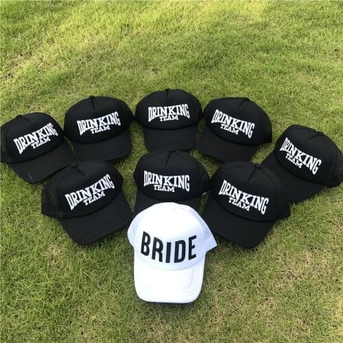 BRIDE DRINKING TEAM Woman Snapback Caps Hip Hop Branded Baseball Mesh Cap Wedding Party Man Adjustable Club Team Snapback Caps