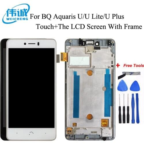 For BQ Aquaris U / Aquaris U Lite/ Aquaris U Plus LCD Display Touch Sensor Panel Screen Digitizer Assembly Parts With Frame