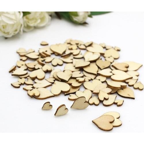 100/200pcs Heart Shaped Wood Chips Nonporous Environmental Decoration Diy Handmade Accessories Love Embellishments