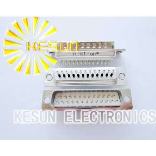 100pcs/lot Nextron DB25 Male Withe 2.77mm Solder Serial D-Sub Connector 1U Gold High Quality