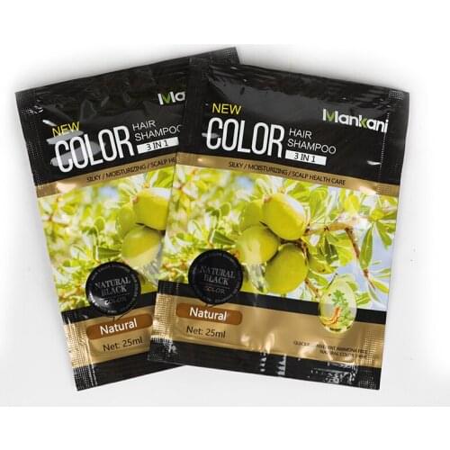 2 Sachets/Lot 25mL Instant Color Dye 5 Minutes Black Brown Permanent Cover Grey Hair 99% Argan Oil Mankani Hair Color Shampoo