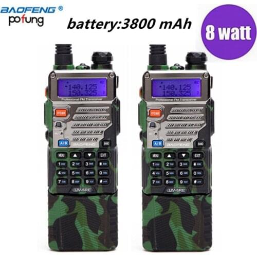2PCS BAOFENG UV-5RE Walkie Talkie 8W powerful 3800mAh 10 km long range Dual Band cb two way radio Upgrade of UV 5RE for hiking