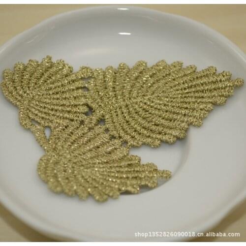 20pcs Elegant Flower Leaves Sewing Embroidery Gold Lace Patch Costura Motif Headwear Clothes Appliques Broderie A Coudre