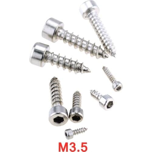 20Pcs/Lots M3.5*10-30mm 20 25 Hexagon Hex Socket Cap Head Self Tapping Screw 304 Stainless Steel Allen Head Screw For Speaker