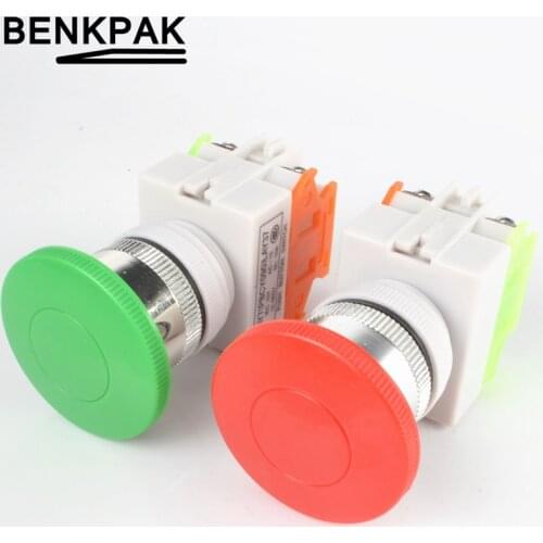 22mm Momentary mushroom Push Button Switch NO+NC self-lock