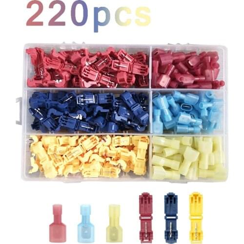 220pcs T-Tap quick splice wire connector Electrical Wire Crimp Terminals and Insulated Male Quick Disconnect Terminals