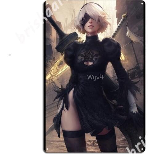 2b Nier Automata Metal Signs Club Party Garage Club Vintage Poster Tin sign Posters