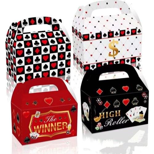 4pcs Casino Birthday Paper Candy Xox Favors Poker Candy Boxes Kids Party Favor Box DIY Gift Box Supplies Poker Candy Bag