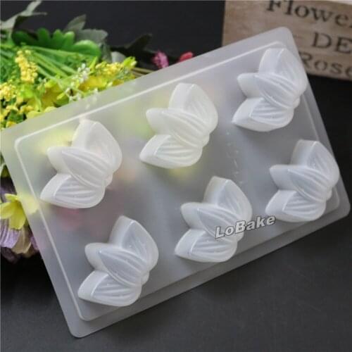 5pcs/lot) High quality 6 cavities Tulip shape Semi-transparent PP Plastic pudding Chocolate cake ice cube mold bakery tools