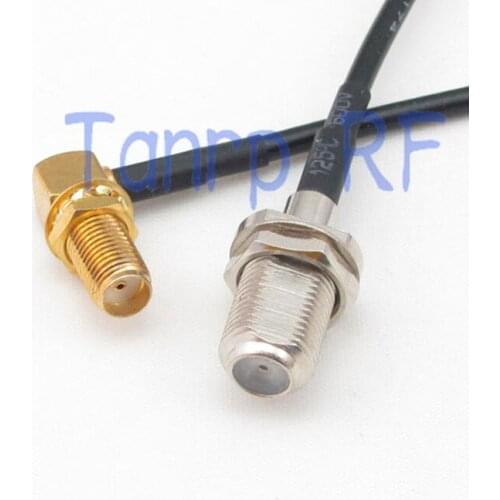 6in F female jack to SMA female right angle RF connector adapter 15CM Pigtail coaxial jumper cable RG174 extension cord