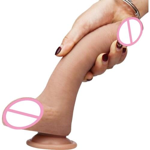 Makeup Big Silicone Dildo Hardness Soft Realistic with Suction Cup Real Skin Feeling Huge Penis Erotic Sex Toy for Women Men