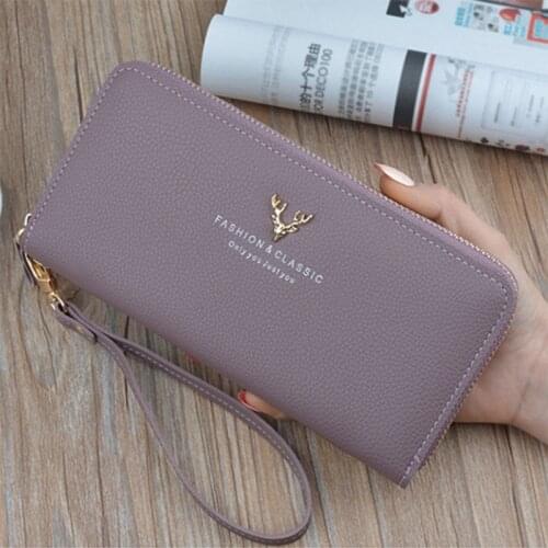 Wallet Women Quality Female Purse Female Wallet PU Leather Long Purse Black/Pink/Blue/Green/Gray Famous Brand Designer