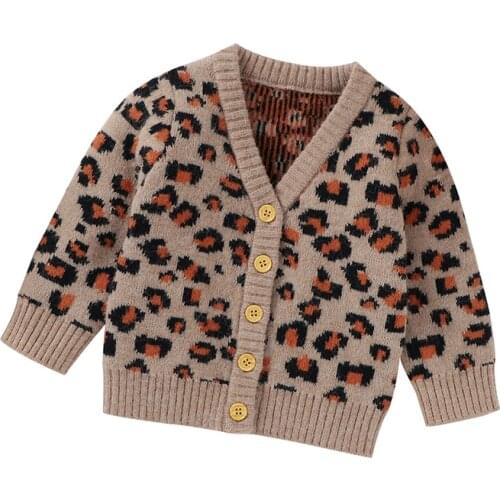 Baby Sweaters Fashion Leopard Knitted Toddler Infant Kids Outerwear Long Sleeve Newborn Girl Boy Tops Clothing Autumn Warm