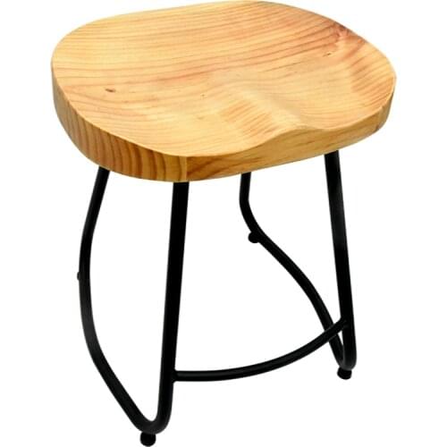 European Style Modern Wood S Shape Surface Bar Stool Fashion Cafe Bar Stool Iron Solid Wood High Barstool Home Footstool 4 Size