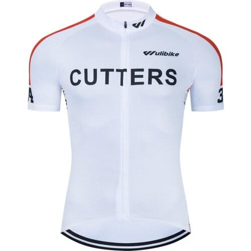 Funny Cycling Jerseys Summer Short Sleeve Breathable Jersey for Mens Bicycle Top Sportwear White Cutters No.34