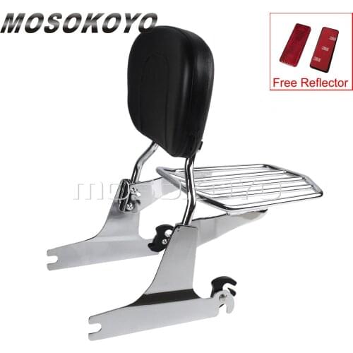 Chrome Motorbike Detachable Luggage Rack Non-Adjustable Passenger Backrest Pad for Harley Softail fatboy Springer FLST 06-Up