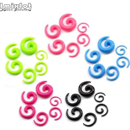 Imixlot 12pcs Acrylic Spiral Ear Gauges Ear Tapers Stretching Plugs And Tunnel Expanders Body Piercing Jewelry 2-8mm