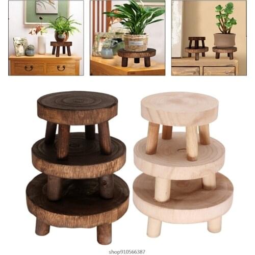 Solid Wood Round Bench Flower Pot Holder Plant Succulent Flower Pot Base Display Stand Stool Home Garden Patio Decor Wholesales