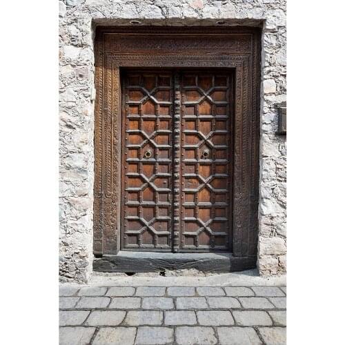 Brick Wall Floor Vintage Door Photographic Background Custom Backdrop for Portrait Children Baby Pets Photoshoot Photo Studio