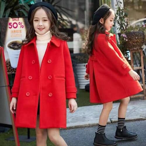 2019 Toddler Kids Baby Girls Solid Color Turn-down Collar Coat Jackets Autumn Winter Thick Warm Tops Baby Girls Kids Outerwear