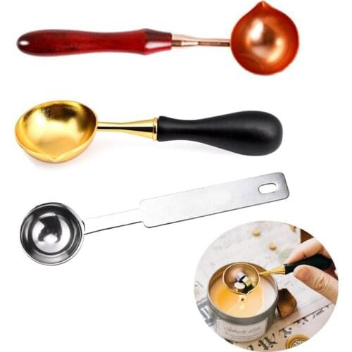 Sealing Wax Spoon Retro Wax Stamping Spoons Invitation Cards Decorative Stamps Craft Vintage Brass Melting Spoon Wax Seal