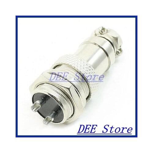 Panel Mounting 16mm Dia Screw 2Pin Metal Aviation Connectors Plugs