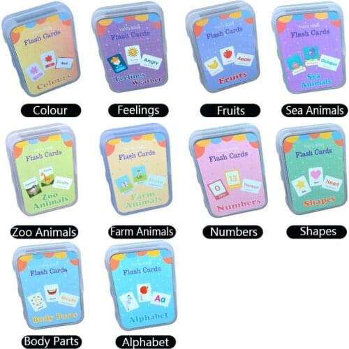 Montessori Cartoon Language Learning Cards Kids Early Development Learning Educational Language Training Ognitive Memory Cards