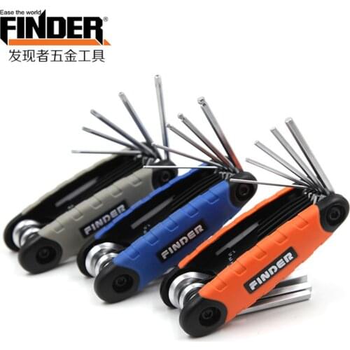 8 in 1 Hex Key Set Folding Screwdriver Hex Key Flat Ball Fold Plum Blossom Hexagonal Wrench Chrome Vanadium Steel Spanner