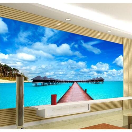 3d wallpaper mural Sea landscape Custom photo wallpaper 3D stereoscopic wallpaper living room TV background wall