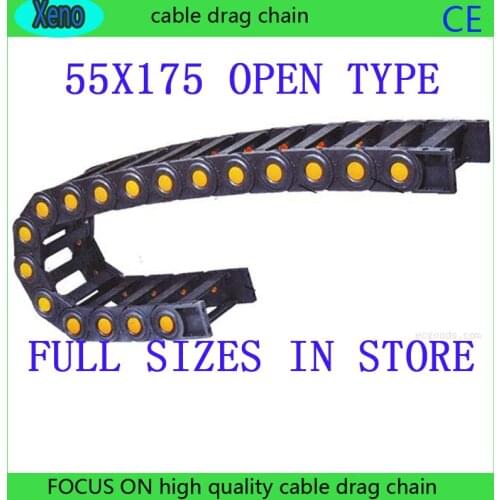 Free Shipping 55x175 1 Meters Bridge Type Plastic Towline Cable Drag Chain For CNC Machine