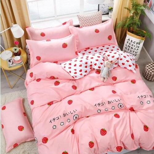 Strawberry Bedding Set Printed (3IN1)(4IN1) Home Textile Adults Kids Bedroom Dormitory Duvet Cover Bed Linen Sheet Pillowcase
