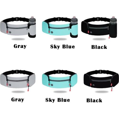 Running Belt Waist Pack With Foldable Water Bottle Holder Adjustable Elastic Strap Water Resistant Phone Holder Bag SNO88