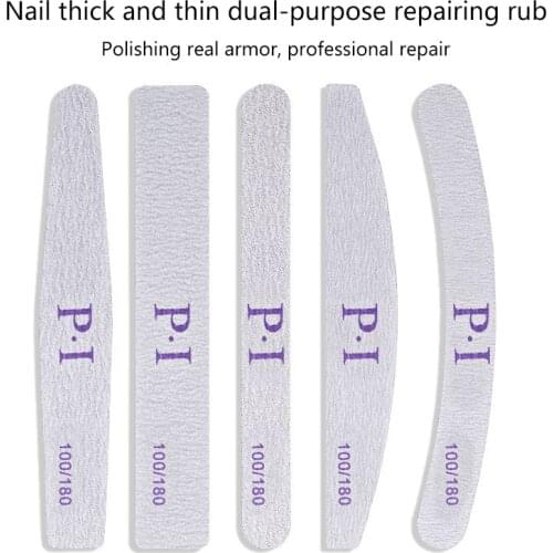 Hot Professional Nail File 100/180 Polished Nail Polish Strip File Double-sided Half Moon Prismatic Polished Manicure Care Tool