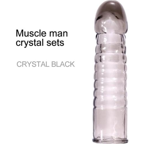OLO Transparent Crystal Penis Sleeve Reusable Silicone Condom with Dotted Tip for Men, Extender Sleeve, Sex Toys