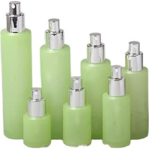 10pcs/lot Empty Green Glass Liquid Spray Bottle, Portable Superior Quality Emulsion Bottle, DIY Glass Cosmetic Cream Case/Jar