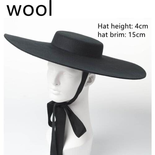 4cm hat high wool hat oversized 15cm big brim shallow top shallow top fedora hat men and women flat top hat new big brim hat